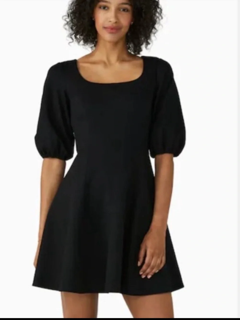 kate spade Ponte Puff-Sleeve Black Dress, sz L